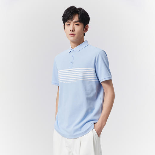 GXG男装【7A抗菌】25夏季时尚撞色条纹翻领休闲凉感短袖男式POLO衫K&C 商品图10