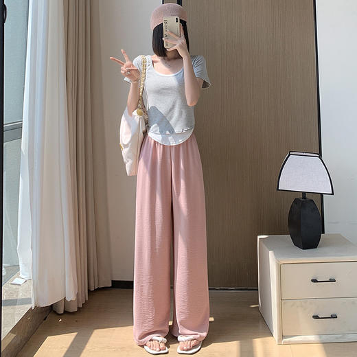 【春秋夏慵懒风阔腿裤】透气防蚊裤山本裤女薄款高腰垂感休闲直筒裤 商品图2