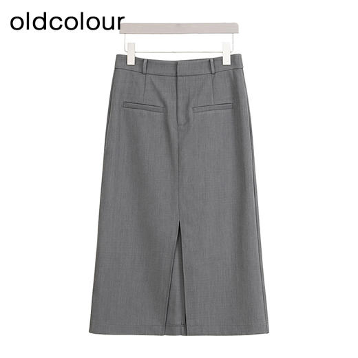 oldcolour商场同款夏款纯色开叉通勤半身裙女GP21063712 商品图0