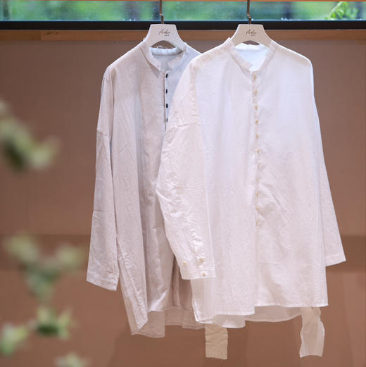 叁棻之衣 全棉褶皱白衬衫 商品图0