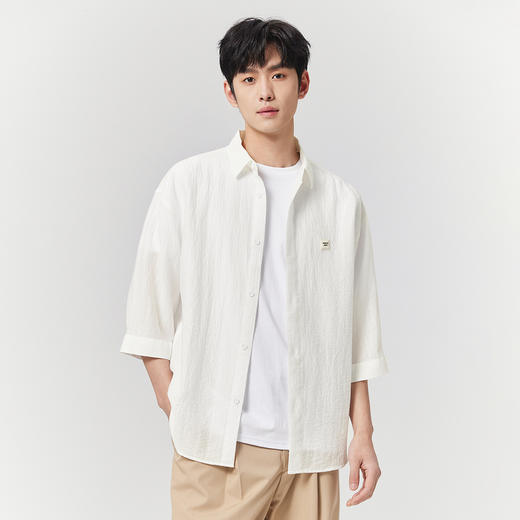 GXG男装【褶皱肌理】25夏季日常翻领休闲户外通勤男式短袖衬衫K&C 商品图4
