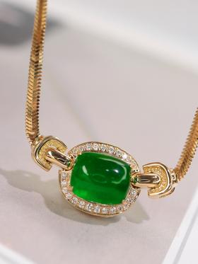 4.2ct素面祖母绿项链