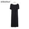 oldcolour商场同款夏季黑色设计感气质短袖连衣裙女P27101028 商品缩略图0