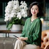 西子/龙井春色高密苎麻新中式V领盘扣透气灯笼袖上衣/SYSJ014 商品缩略图7