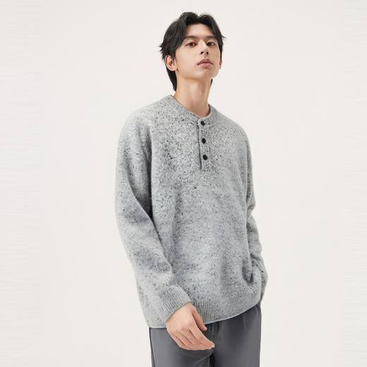 gxg.jeans男装 灰色花纱设计潮流时尚圆领毛衣线衫男士25年冬新品 商品图1