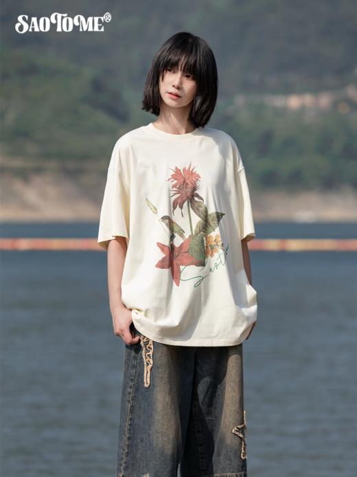 早乙女惠子saotome/STMTX12013/鲜花印花宽松短袖T恤 商品图2