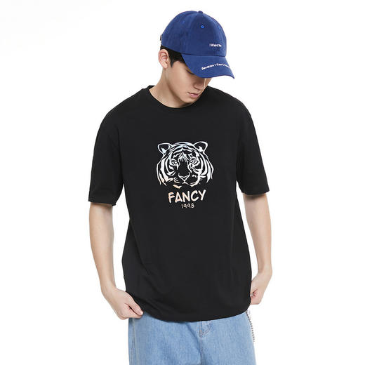 GXG男装【潮流虎头印花】夏季休闲男士t恤纯棉百搭短袖K&C 商品图1