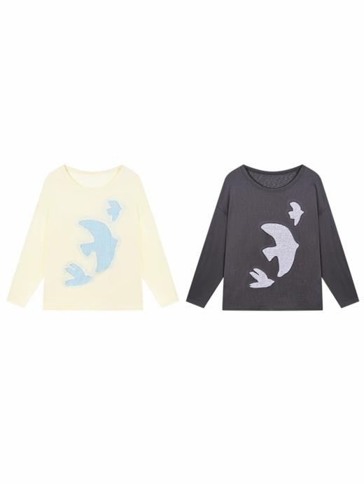 早乙女惠子saotome/STMTX13133/镂空贴布飞鸟长袖T 商品图3