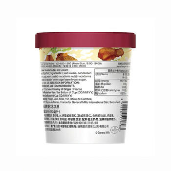 哈根达斯（Haagen-Dazs）夏威夷果仁大桶冰淇淋 473ml/桶 家庭装 雪糕 /水饮冲调 /冰淇淋 /盒装/桶装冰淇淋 商品图4