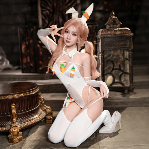 霏慕 兔兔趣味潮感连体衣套装ZY40 趣味连体衣丝袜套装调情制服情趣内衣 商品图1