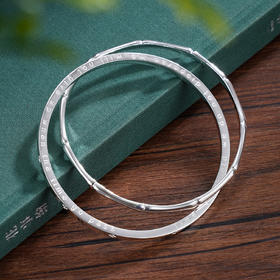 子佩集S999银【时光不老】手镯【TC0242336】纯银手镯双环两个圈竹节英文2507