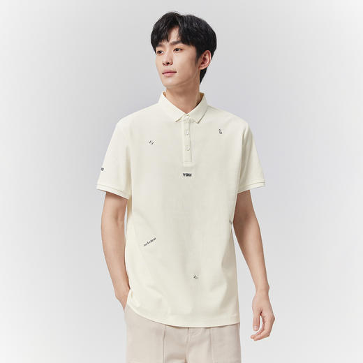 GXG男装【7A抗菌】25夏季时尚刺绣字母简约翻领男式凉感短袖POLO衫K&C 商品图1