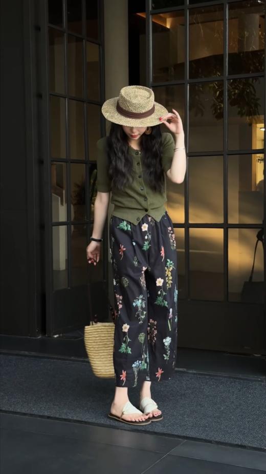 中古风天丝莱赛尔针织短袖新款圆领开衫通勤休闲上衣 商品图2