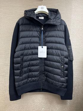 中性款拼接针织连帽外套018