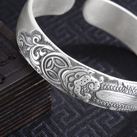 【貔貅聚财】子佩集S999手工银手镯原创设计【55091238】2506 商品图6