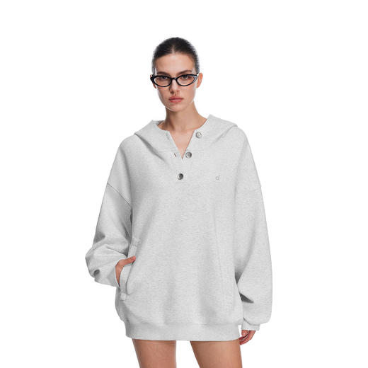 FDR官方店 7A抗菌纽扣空气层连帽卫衣外套男女秋季重磅保暖上衣 商品图3