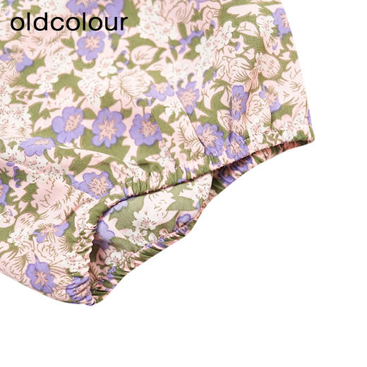 oldcolour商场同款春秋款方领气质碎花短袖连衣裙女P22101236 商品图2