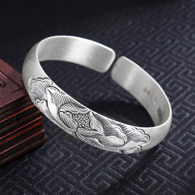 【莲开好运】子佩集S999手工银手镯原创设计【55011203】2506