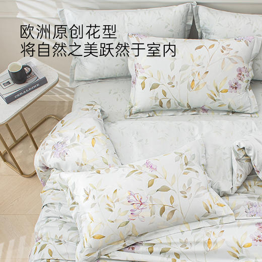2025年新款雅芳婷全棉床上五件套床笠款纯棉贡缎田园印花被套床品 商品图3