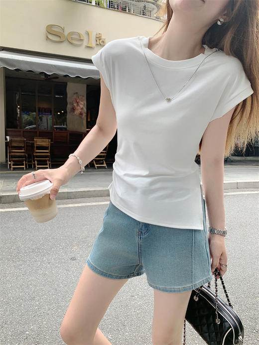 <曾小咸推荐>现货秒杀！卖完不补 ！微信打折价！韩系不规则修身短袖 日常89.99 立减40 秒杀49.99！ 商品图5