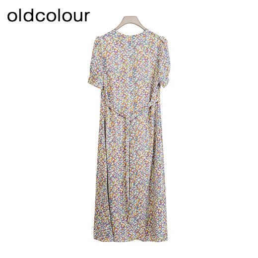 oldcolour商场同款夏款V领时尚碎花短袖连衣裙女GP21101734 商品图1