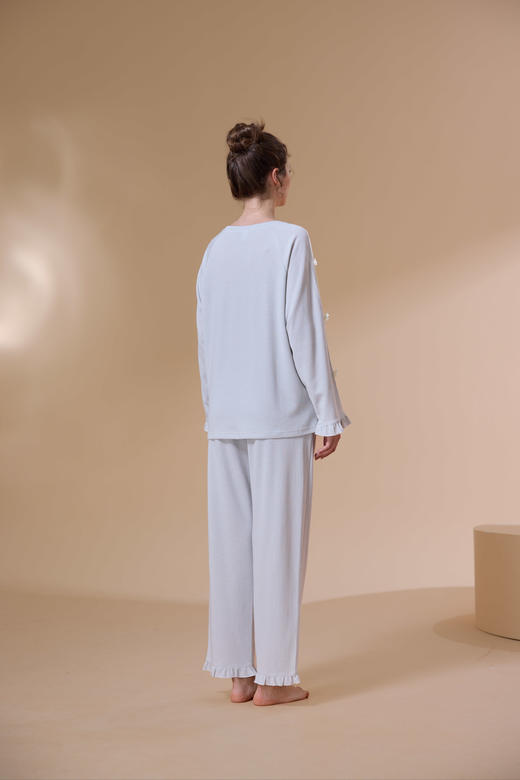 【第二件 0 元｜ 满2件 5 折】【秀黛】女圆领蝴蝶结长袖套装女士春秋睡衣家居服S3551002T【门店同款】 商品图8