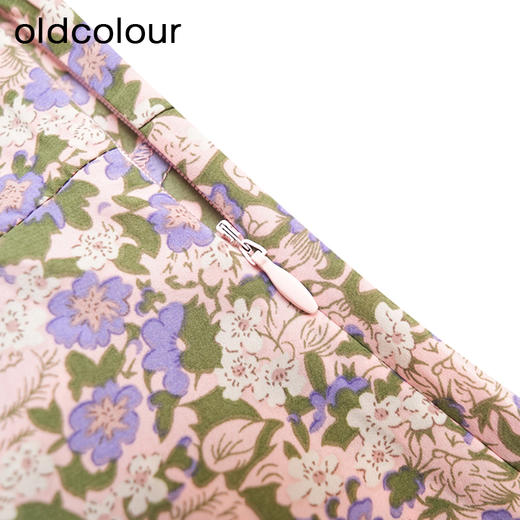 oldcolour商场同款春秋款方领气质碎花短袖连衣裙女P22101236 商品图3