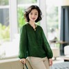西子/龙井春色高密苎麻新中式V领盘扣透气灯笼袖上衣/SYSJ014 商品缩略图3