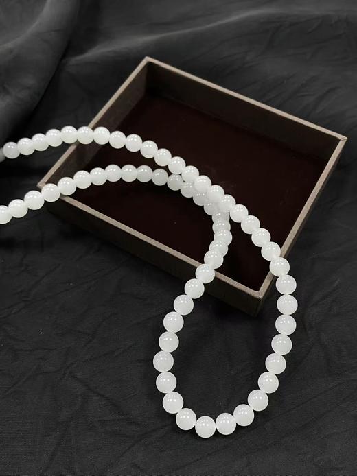 【于田产和田玉95料羊脂白卡7圆珠项链】规格7mm，出证书，发货1~五天，48小时鉴赏期 商品图1