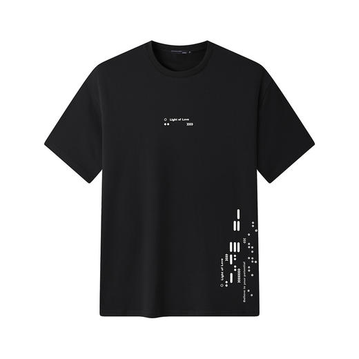 GXG男装【摩斯密码】25夏季简约百搭休闲圆领套头男式纯棉短袖T恤K&C 商品图2