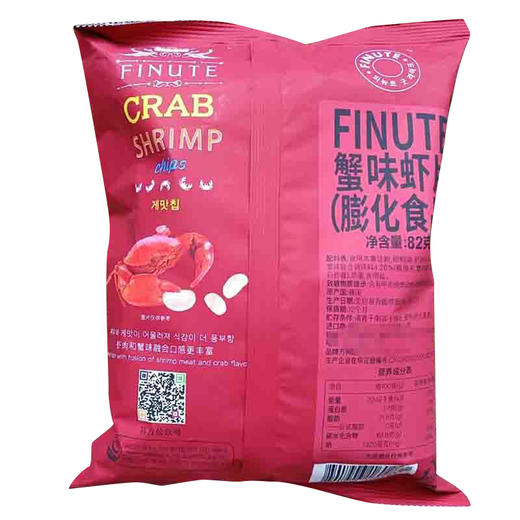 FINUTE 趣莱福虾片82g蟹味大包韩国进口薯片虾条 网红膨化食品休闲零食 商品图2