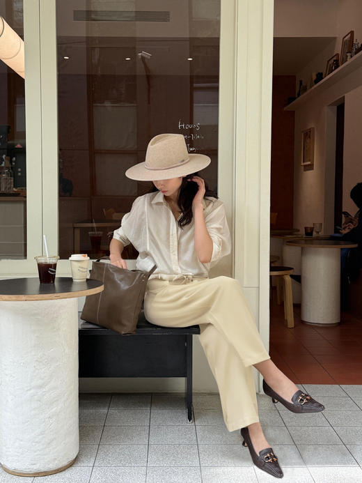 天猫同步【垂顺有型】拉夏贝尔/La Chapelle纯色抽绳松紧腰休闲阔腿裤秋季2025年新款★ 商品图8