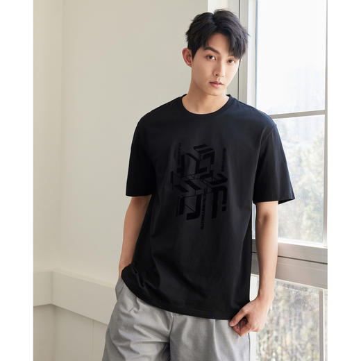 GXG男装【阶梯字母】夏季时尚立体印花男士圆领纯棉短袖t恤上衣K&C 商品图3