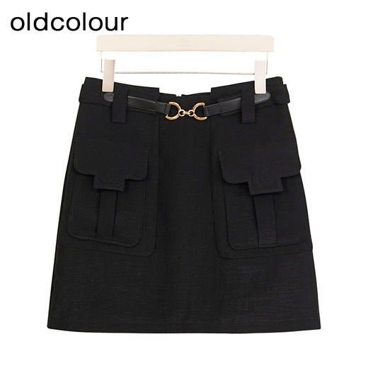 oldcolour商场同款春秋款黑色时尚显瘦设计感短裙女P24061431 商品图0
