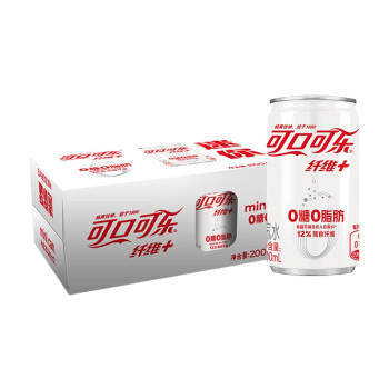 可口可乐（Coca-Cola）纤维+无糖零热量 汽水 碳酸饮料 200ml*12罐 整箱装 /水饮冲调 /饮料 /碳酸饮料 商品图1