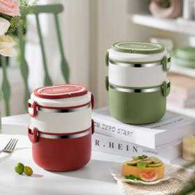 💪【博堡BOBER悠然双层不锈钢便当盒】 ✅即能留住美味，✨也能锁住营养定量饮食不止好看还好用; ✅分层携带使食物不串味，🤩密封不漏汁，叠加收纳更方便