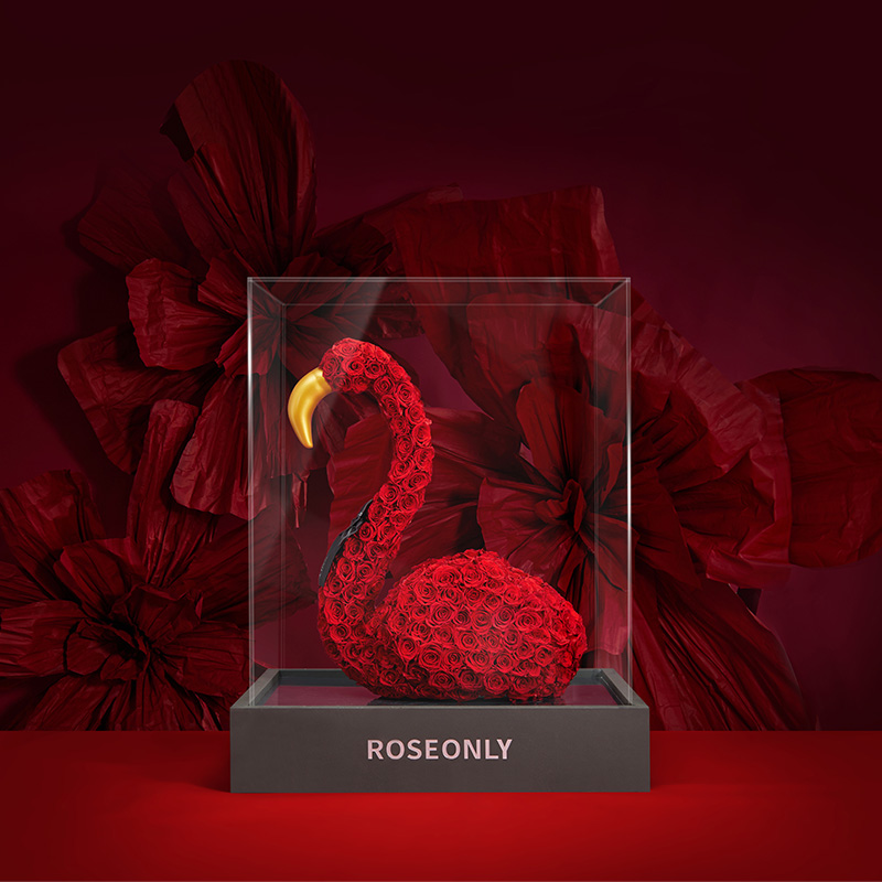 【新品爱礼】ROSEONLY诺誓 高端定制 永生玫瑰 公仔系列 玫瑰火烈鸟	 送朋友 情人节礼物