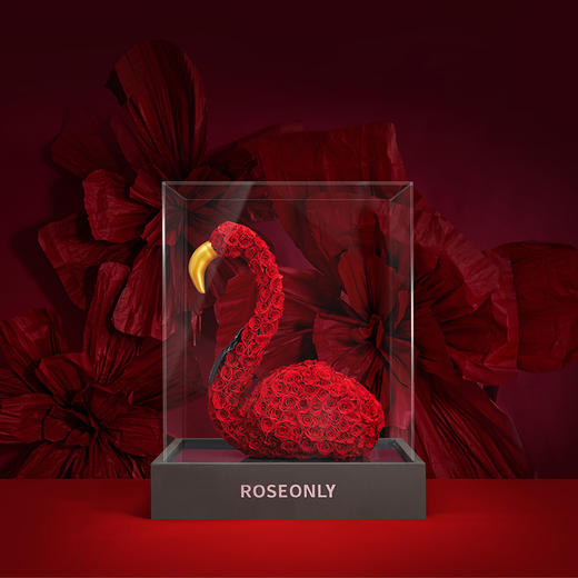 【新品爱礼】ROSEONLY诺誓 高端定制 永生玫瑰 公仔系列 玫瑰火烈鸟	 送朋友 情人节礼物 商品图0