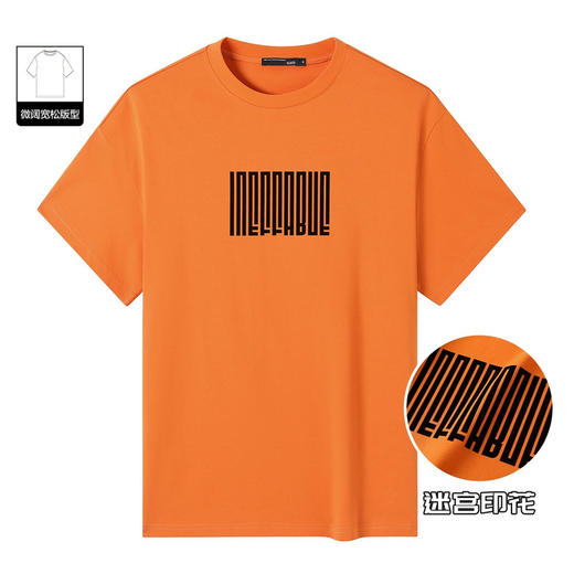 GXG男装【舒适纯棉】夏季简约创意字母印花男士宽松短袖T恤K&C 商品图4