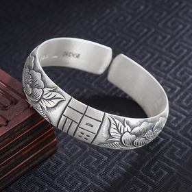 【花开福遇】子佩集S999手工银手镯原创设计【55041245】2506