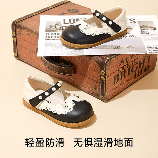 卡特兔复古儿童公主鞋2025秋季新款学院风洋气宝宝软底防滑小皮鞋 商品图3
