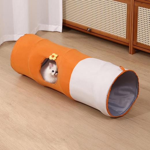 多孔猫隧道玩具滚地龙卡通直筒可折叠猫狗自嗨通道易收纳宠物用品 商品图3