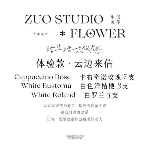 特惠体验款【云边来信】7支卡布奇诺玫瑰/3支白色洋桔梗/3支白罗兰/白色简约高级感鲜花花束/仙气感/白色纯洁花礼 商品图3