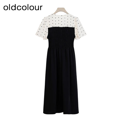 oldcolour商场同款夏款黑白撞色时尚优雅短袖连衣裙女GP21101740 商品图1