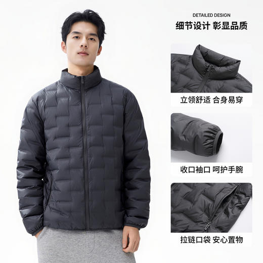 【鸭绒】圣得西男士轻薄保暖羽绒服2025冬新款休闲立领短款外套 商品图4