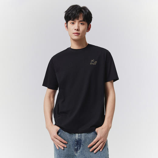 GXG男装【凉感透气】25夏季小鲸鱼绣花圆领休闲男式短袖T恤K&C 商品图5