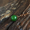 【天然正品】AU750玫瑰金镶天然细腻菠菜绿无黑点约9.7MM碧玉吊坠项链9.7MM（皆取最大值）链长：45CM（长度可调节）女士现售价：1380特价！310325AH73 商品缩略图4