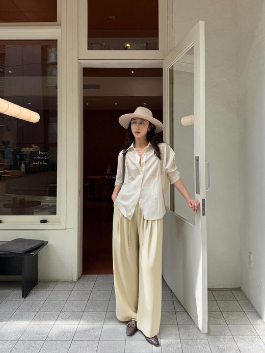 天猫同步【垂顺有型】拉夏贝尔/La Chapelle纯色抽绳松紧腰休闲阔腿裤秋季2025年新款★ 商品图6