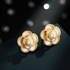 【预售3天】法式优雅山茶花耳钉时尚轻奢珐琅滴油花朵耳环s925银针仿珍珠耳饰EA14194 商品缩略图1