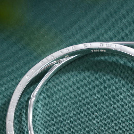 子佩集S999银【时光不老】手镯【TC0242336】纯银手镯双环两个圈竹节英文2507 商品图9